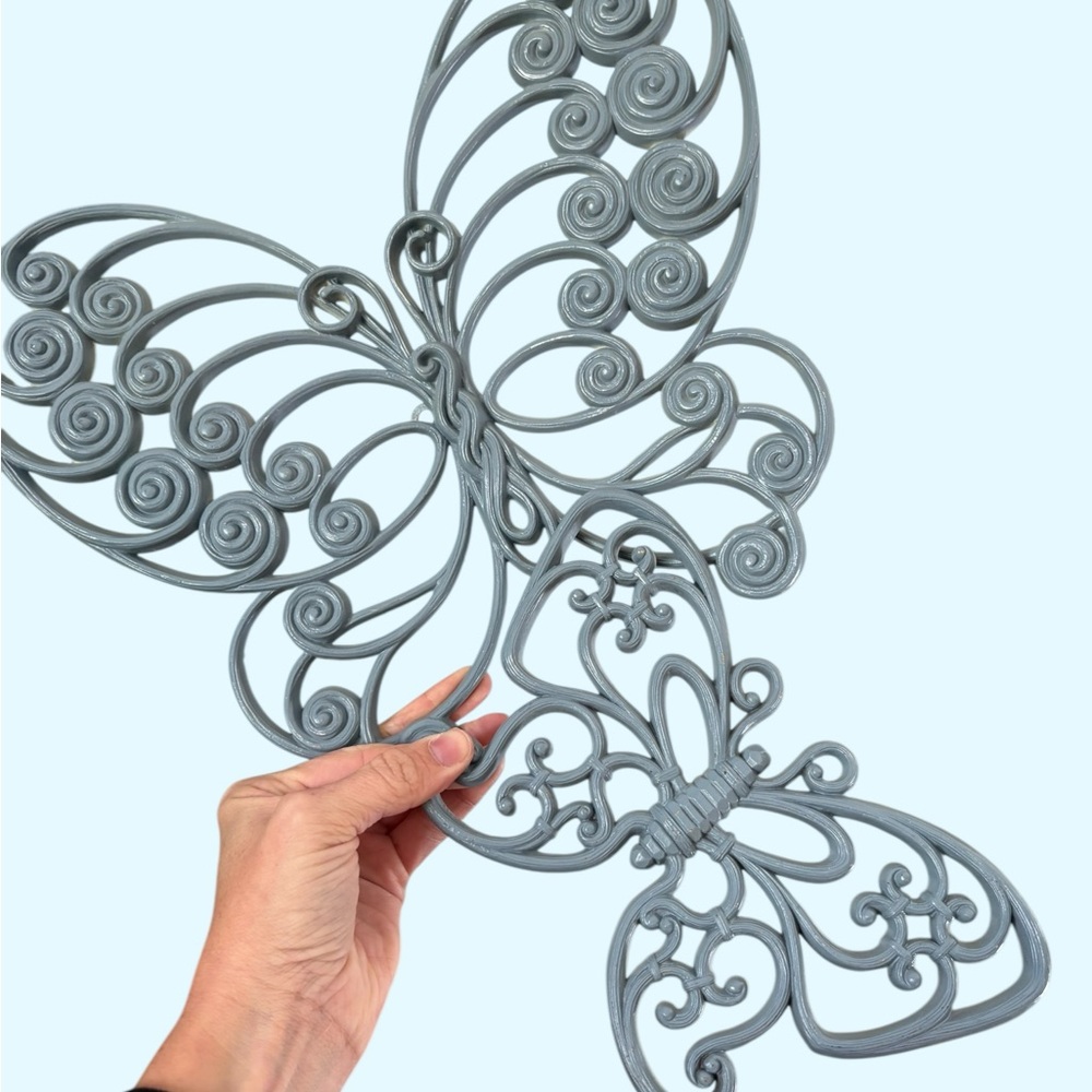 Pair of Vintage Blue Burwood Butterfly Wall Decor
